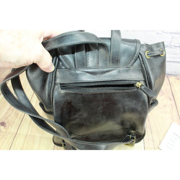 Vintage Crazy Horse Liz Claiborne Black Leather Backpack